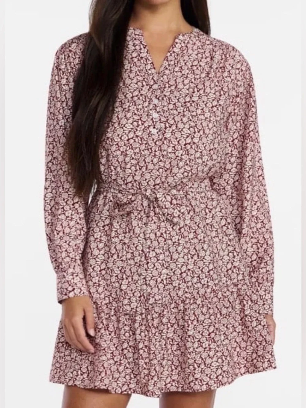 Time & Tru Lightweight Long Sleeve Relaxed Fit Mini Summer Dress Size Large NWT